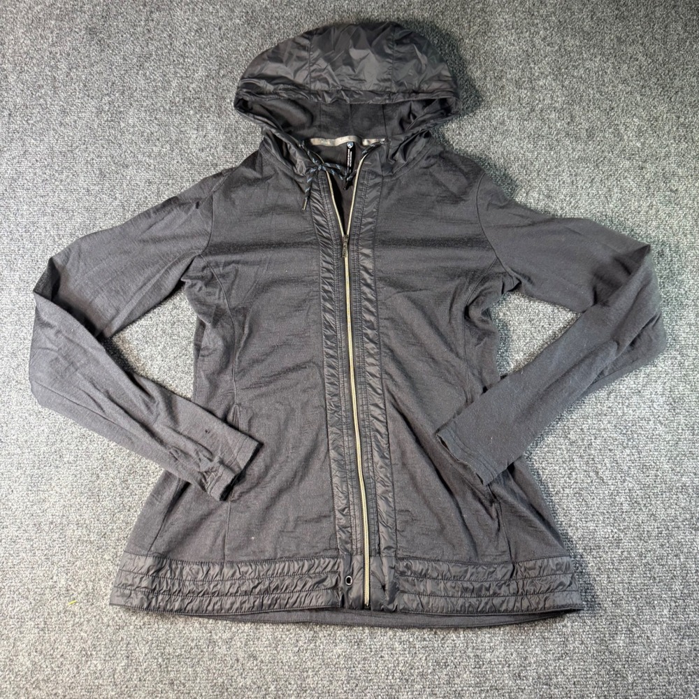 Kuhl Womens Merino Wool Blend Full Zip Hoodie Gray Hybrid Thumbholes Size L
